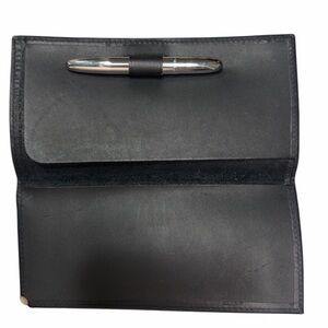 Vintage Coach Black Lambskin Leather Checkbook Cover and Space Pen